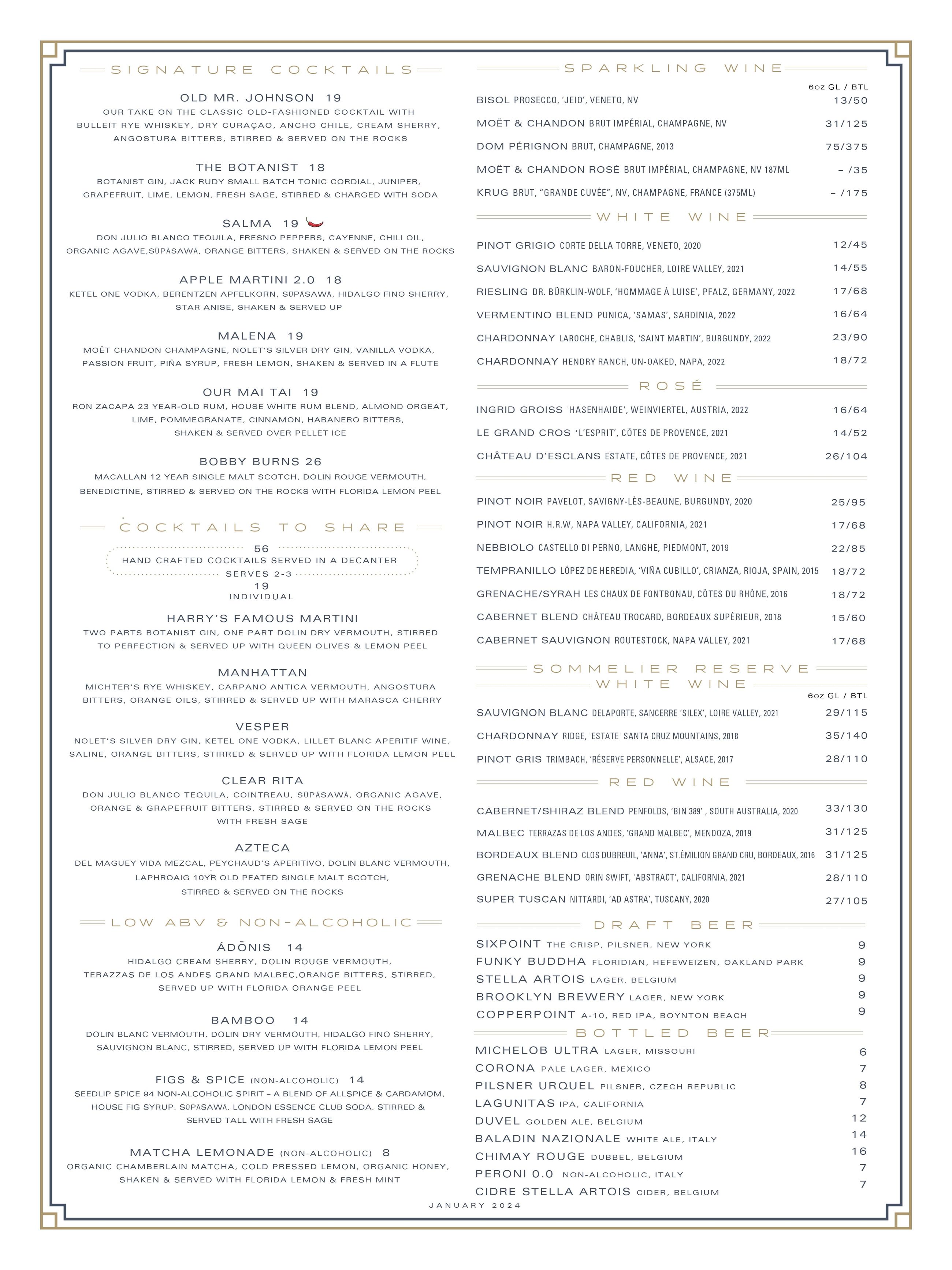 Yolk - West Palm Beach Menu Harry's Bar & Restaurant | West Palm Beach Menu